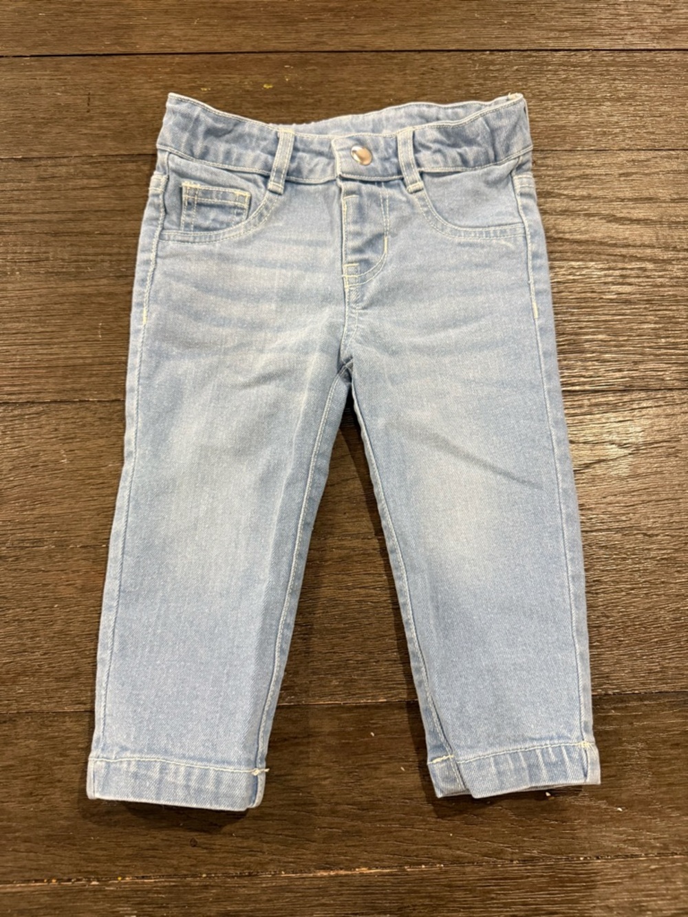 Ruffle Butts Light Blue Stretch Denim Jeggings with Rolled Cuffs